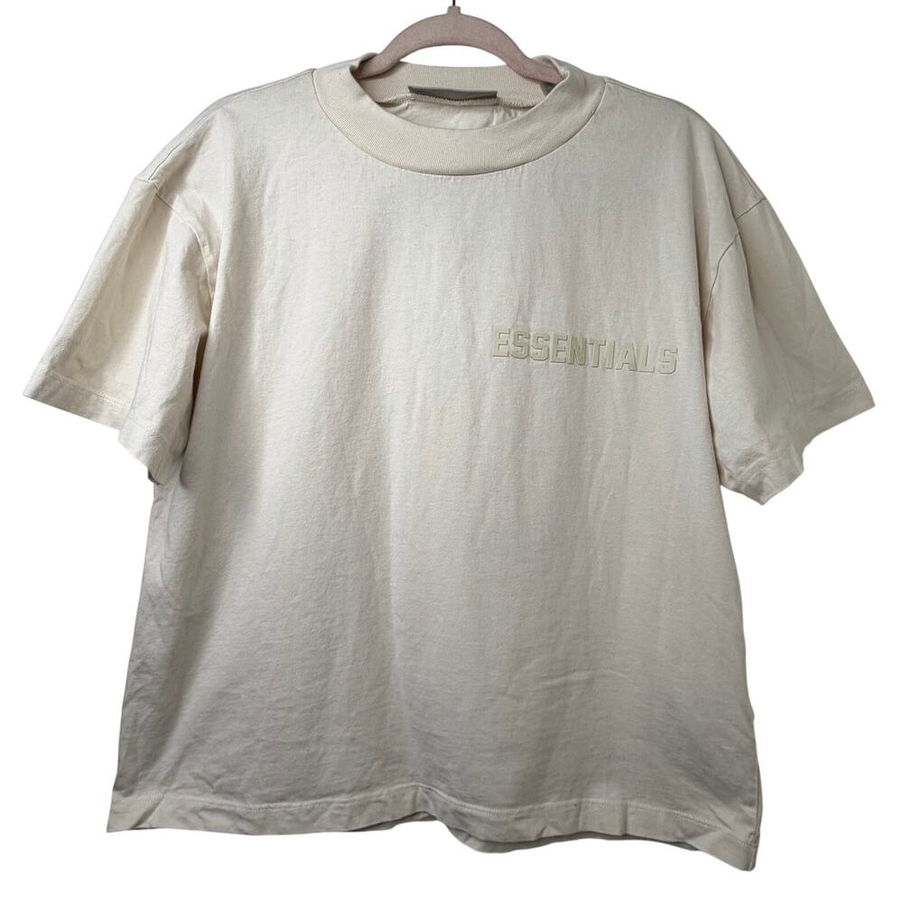 XL Womens Eggshell White Fear of Good Essentials Classic Tshirt Streetwear Clean